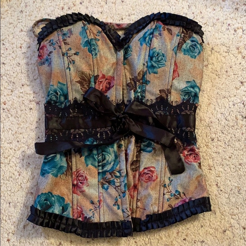 Peach rose floral Corset